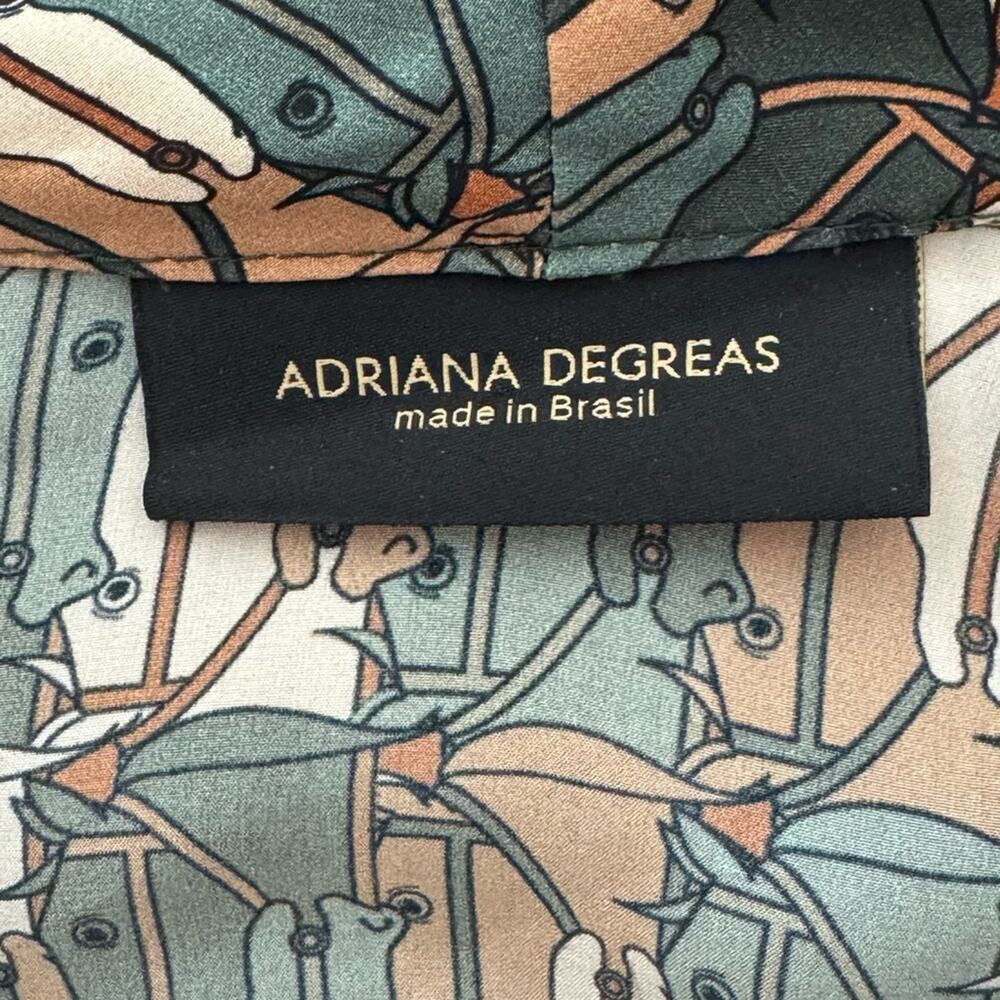 Adriana Degreas 100% Silk Horse Print Blouse Made in Brazil Equestrian Size M - Picture 7 of 14